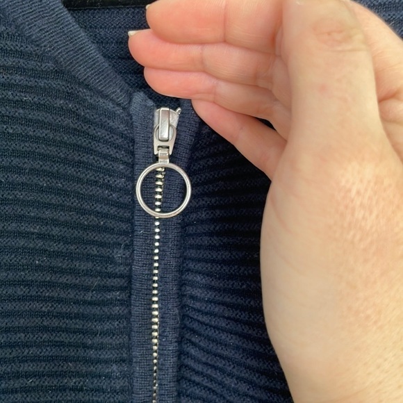 Frank and Oak ribbed navy o ring zipper jacket - Picture 4 of 7